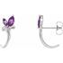 Sterling Silver Amethyst Floral-Inspired J-Hoop Earrings