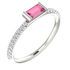 Sterling Silver Pink Sapphire & 0.17 Carat Diamond Stackable Ring