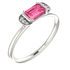Sterling Silver  Pink Tourmaline & .02 Carat Diamond Stackable Ring