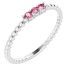 Sterling Silver Pink Tourmaline Beaded Ring