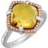 Perfect Gift Idea in 14 Karat Rose Gold Gold-Plated Sterling Silver Citrine & 0.12 Carat Total Weight Diamond Ring Size 6