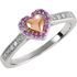 Sterling Silver Rose Plated Pink Sapphire & .02 Carat TW Diamond Puffed Heart Ring Size 6