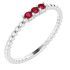 Sterling Silver Ruby Beaded Ring