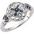 Sterling Silver Sapphire & .03 Carat Weight Diamond Ring Size 8