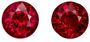 Stunning Earring Gems Ruby Gemstone Pair 0.96 carats, Round Cut, 4.5 mm, with AfricaGems Certificate
