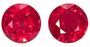 Unset Fiery Ruby Gemstones, Round Cut, 2.2 carats, 5.9 mm Matching Pair, AfricaGems Certified - A Rare Find!