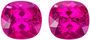 Stunning Earring Rubellite Tourmaline Pair Gemstones in a Popular Cushion Cut, Rich Fuchsia Color in 5.57 carats , 8.7 x 8.1 mm