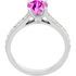 Very Pretty Genuine Low Price on Quality 1 carat 6mm Pink Sapphire Round Solitaire Engagement Ring With Inset Diamond Accents in Band