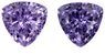 Striking Purple Spinel Loose Gemstones, 1.96 carats in Trillion Cut, 6.2 mm in a Matching Pair