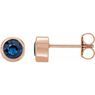 Created Sapphire Earrings in 14 Karat Rose Gold 4 mm Round Chatham Created Genuine Sapphire Birthstone Earrings