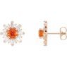 Fire Opal Earrings in 14 Karat Rose Gold Fire Opal & 3/4 Carat Diamond Earrings
