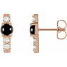 Black Black Onyx Earrings in 14 Karat Rose Gold Onyx & 1/5 Carat Diamond Bar Earrings