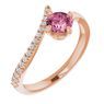 14 Karat Rose Gold Pink Tourmaline & 1/10 Carat Weight Diamond Bypass Ring