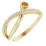 14 Karat Yellow Gold Citrine & 0.2 Carat Weight Diamond Ring