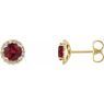 14 Karat Yellow Gold Ruby & .125 Carat Weight Diamond Earrings