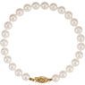 White Cultured Akoya Pearl Bracelet in 14 Karat Yellow Gold 6-6.5mm Akoya Cultured Pearl 7