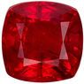 Must See Genuine Loose Ruby Gem in Cushion Cut, 5.8 mm, Vivid Pure Red Color, 1.28 carats