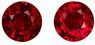 Superb Gems Ruby Gemstone Pair 0.85 carats, Round Cut, 4.6 mm, with AfricaGems Certificate