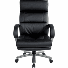 350 Lbs. Capacity Black Leather Big &amp; Tall Chair w/ Titanium Base