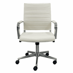 Contemporary Classic Mid Back Padded Office Chair in Cream Leather