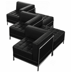 Modular Black Tufted 5-Seat Zig Zag Sofa