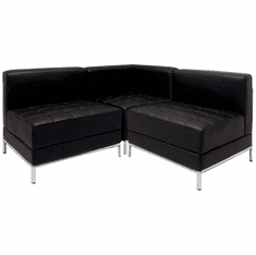 Modular Black Tufted  L-Shaped Sofa