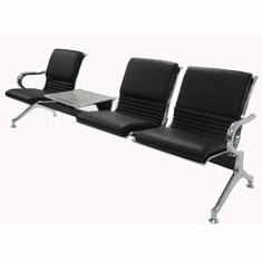 3-Seater Upholstered Beam Seating w/Magazine Table
