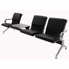 3-Seater Upholstered Beam Seating w/Magazine Table