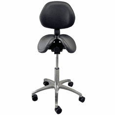 300 Lbs. Capacity Split Seat Saddle Stool w/Backrest - 22 to 29 Inch Seat Height