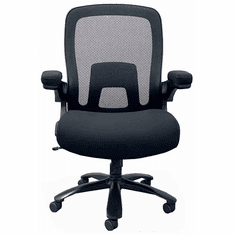 500 Lbs. Capacity Big & Tall Black Mesh Back Office Chair w/Flip Up Arms