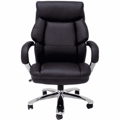 500 Lbs. Capacity Black Leather Extra Wide Office Chair w/ 24"W Seat