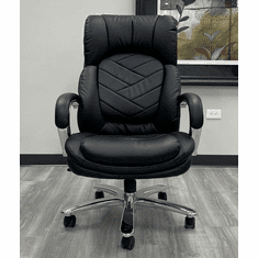 500 Lbs. Capacity Heavyweight Leather Office Chair in Black