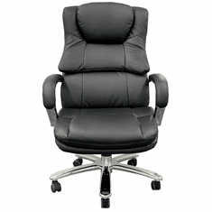 500-Pound Capacity Black Leather Heavy-Duty Executive Chair