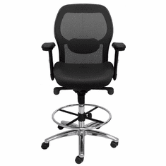 Advanced Ergonomic Ultra Drafting Stool w/25"-33" Seat Height in Black Mesh