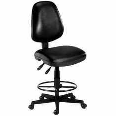 Antimicrobial Black Vinyl Drafting Stool - 23"- 27"/27" - 31"H Seat