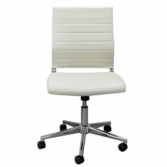 Armless Mid Back Training Room Chair in Cream Leather