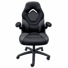Black Mesh & Vinyl Swivel/Gaming Chair with Flip Up Arms