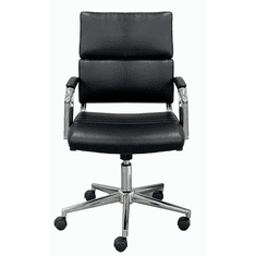 Contemporary Black Leather Mid Back Office Chair
