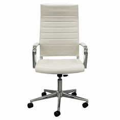 Contemporary Classic High Back Padded Office Chair in Cream Leather
