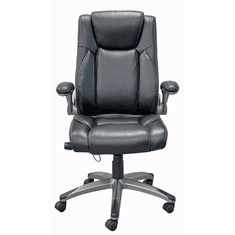 Flip Up Arm Desk Chair with Adjustable Lumbar in Black