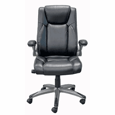 Flip Up Arm Desk Chair with Adjustable Lumbar in Black