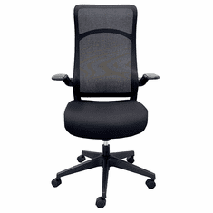 High Back Mesh Desk Chair with Flip Up Arms and Cloth Seat