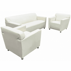 Ivory Leather 3-Piece Reception Sofa Set