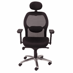 Knee-Tilt Black Mesh Back Ergonomic Chair w/Headrest