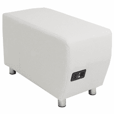 Modular White Leather Powered & USB Charging Ottoman