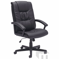 Pillow-Tufted Black Leather Managerial/Conference Office Chair