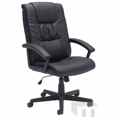 Pillow-Tufted Black Leather Managerial/Conference Office Chair