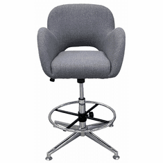 Retro Gray Fabric Low Back Swivel Stool w/23" - 32"H Seat Height