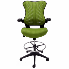 Sleek Flip Up Arm Mesh Drafting Stool w/ 23.5" - 31.5" Seat Height