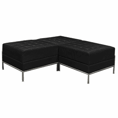 Three Piece Black Vinyl Modular L-Shaped Bench